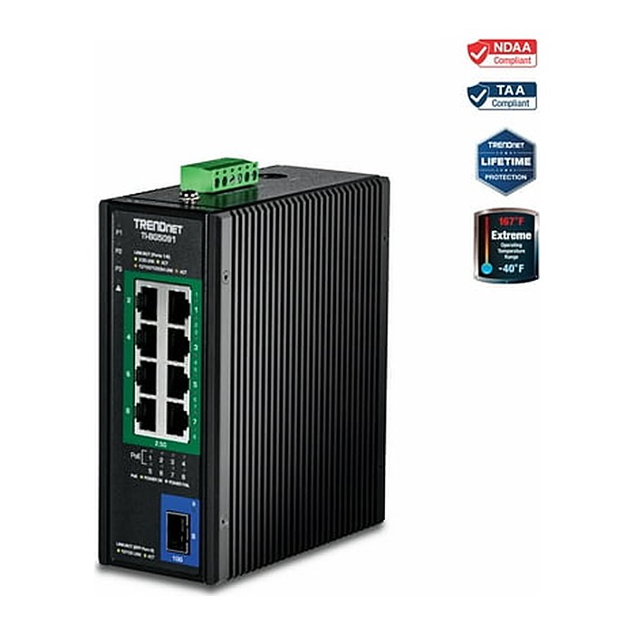 TRENDnet Industrial Switch 9-Port 2.5G PoE++ 1SFP+ DIN-Rail