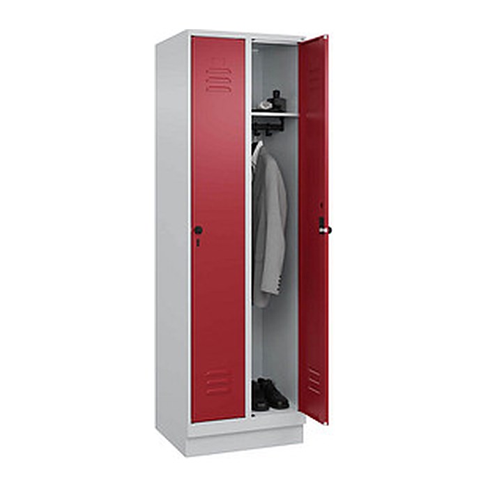 CP Spind Classic PLUS lichtgrau, rubinrot 080020-20 S10001, 2 Schließfächer 60,0 x 50,0 x 195,0 cm