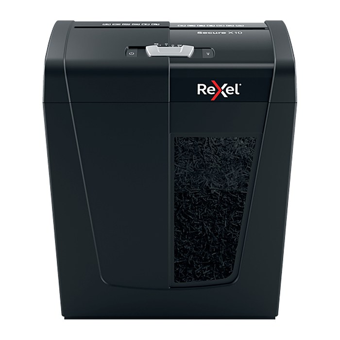 Rexel Secure X10 Aktenvernichter mit Partikelschnitt P-4, 4 x 40 mm, bis 10 Blatt, schwarz