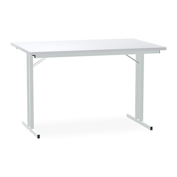 Klapptisch mit T-Fuß – Gestell in Lichtgrau (1200 x 600 x 750 mm)