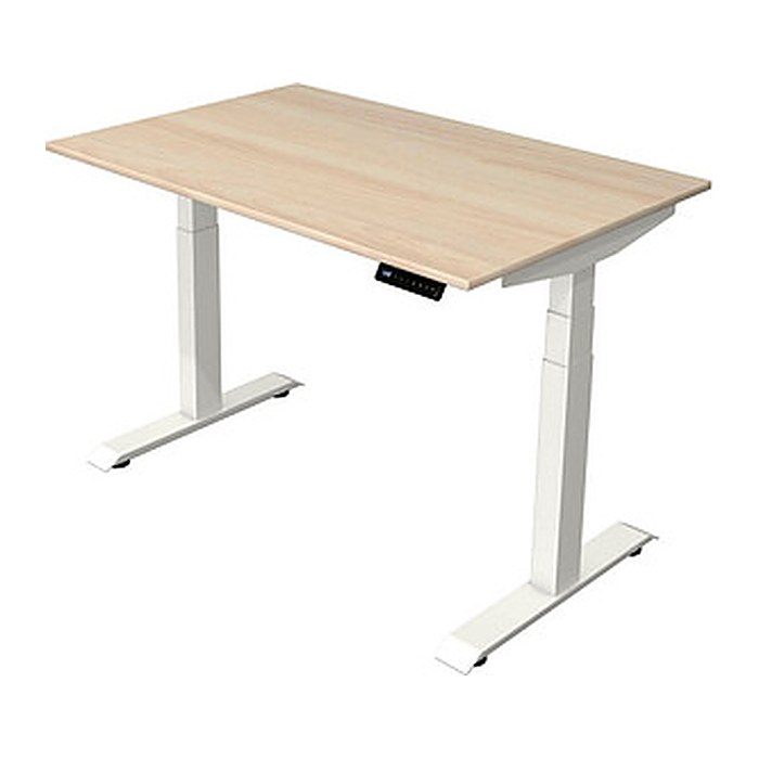 Kerkmann Move 4 elektrisch höhenverstellbarer Schreibtisch ahorn rechteckig, T-Fuß-Gestell weiß 120,0 x 80,0 cm
