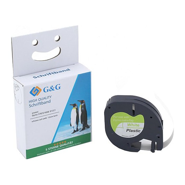 G&G Schriftband ersetzt Dymo 91221/S0721660 14972 ersetzt DYMO 91221/S0721660 , 12 mm, schwarz auf weiß, 1 St.