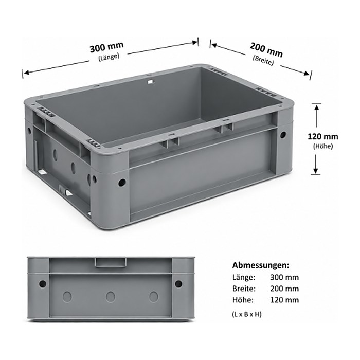 SCHULTE Eurobox grau 20,0 x 30,0 x 12,0 cm, 1 St.