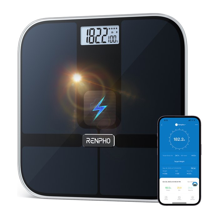 RENPHO Personenwaage Elis Solar 2 Smart schwarz für max. 180,0 kg