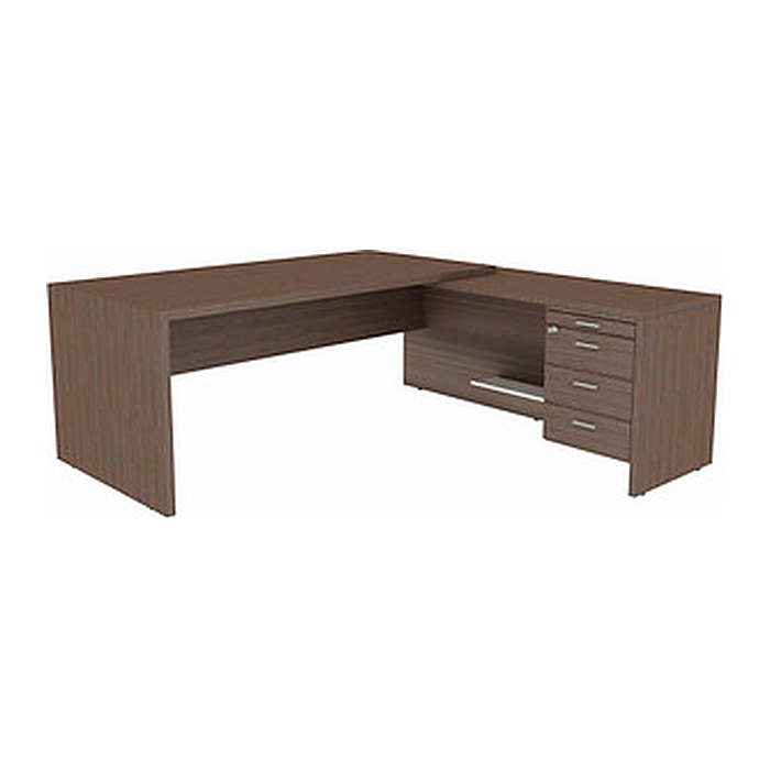 Quadrifoglio T45 Schreibtisch eukalyptus L-Form, Wangen-Gestell eukalyptus 200,0 x 194,0 cm