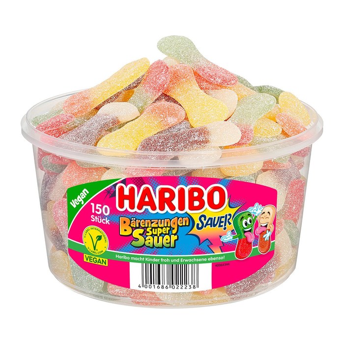 HARIBO Bärenzungen Super Sauer Fruchtgummi 150 St./1350,0 g, 150 St.
