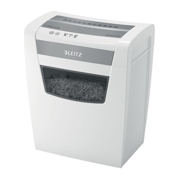 AKTION: LEITZ IQ Office S Aktenvernichter mit Partikelschnitt P-4, 4 x 28 mm, bis 12 Blatt, weiß mit 15 Euro CashBack