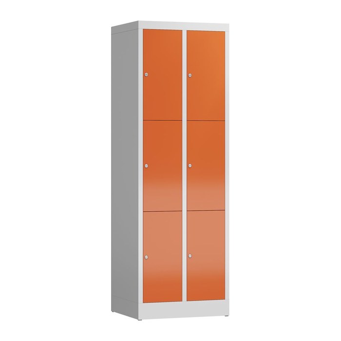 ClassiX Schließfachschrank feuerrot, lichtgrau X-520324, 6 Schließfächer 59,0 x 50,0 x 180,0 cm