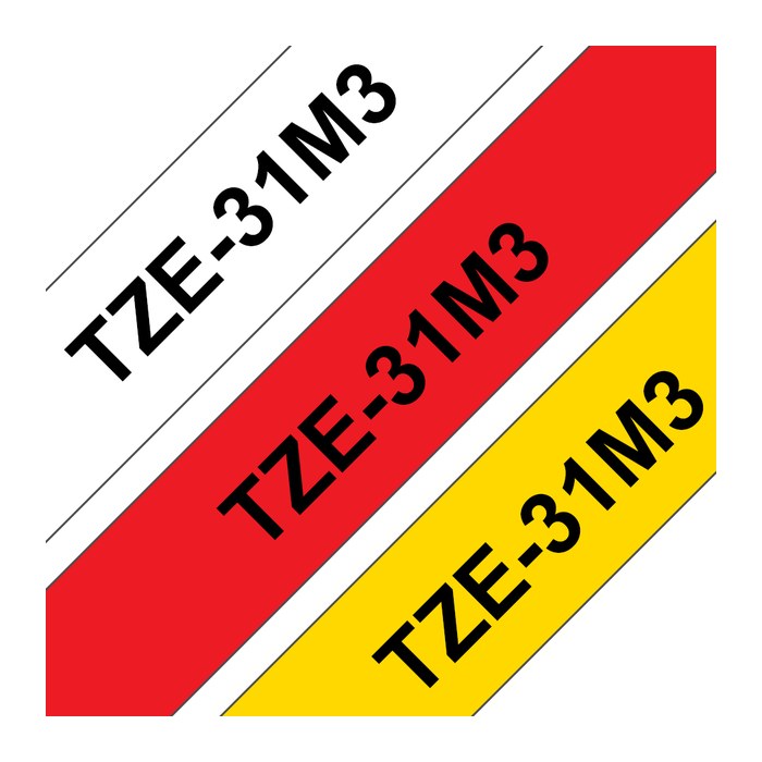 brother Schriftbänder TZe-31M3 TZE31M3, 12 mm, farbig sortiert, 3 St.