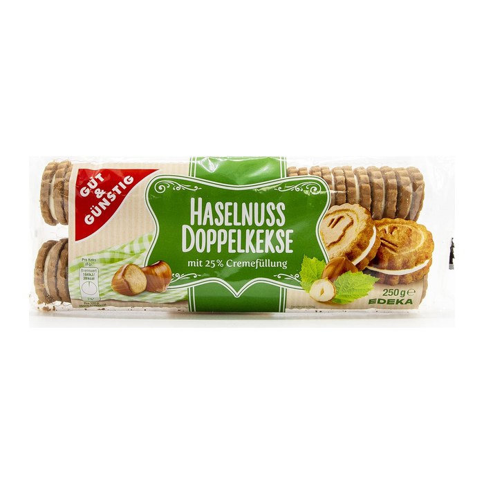 GUT&GÜNSTIG Haselnuss Doppelkekse Kekse 250,0 g, 1 St.