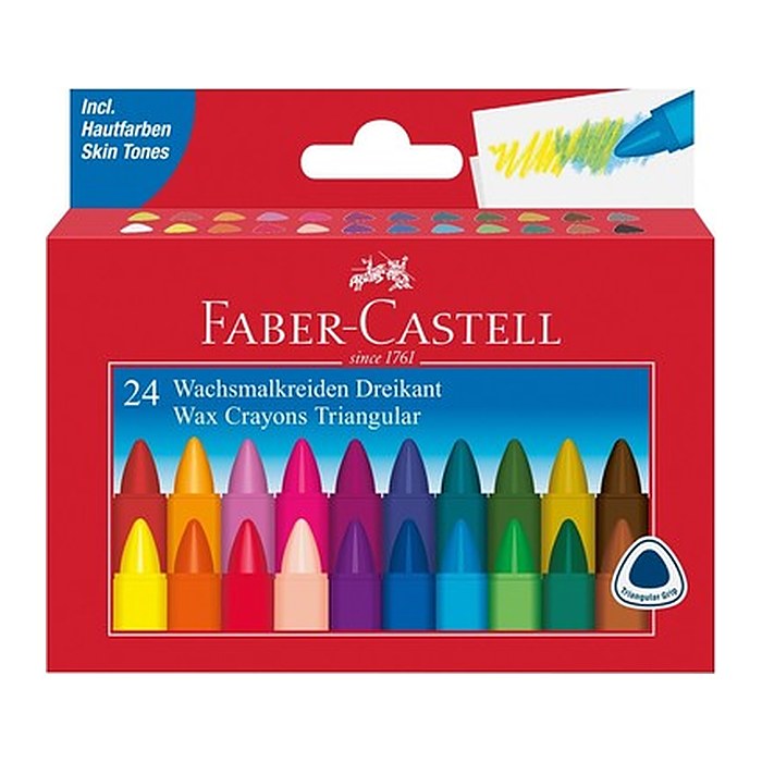 FABER-CASTELL Triangular Wachsmalstifte farbsortiert, 24 St.
