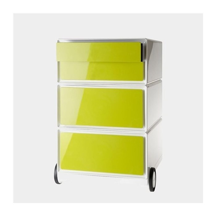 PAPERFLOW easyBox Rollcontainer weiß, grün 4 Auszüge 39,0 x 43,6 x 64,2 cm