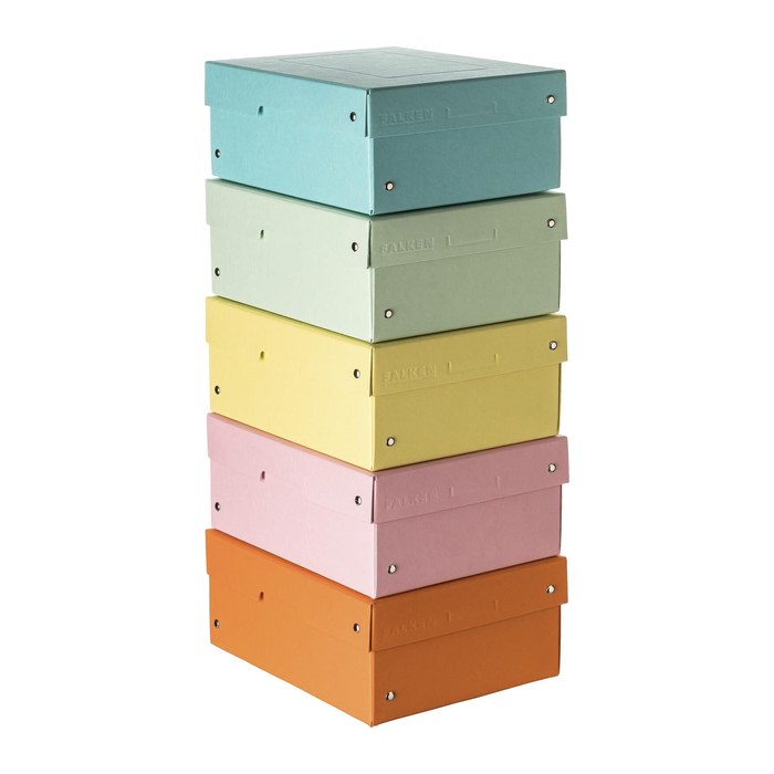 FALKEN PURE Aufbewahrungsbox 1250 Blatt pastellorange, pastellblau, pastellrosa, pastellgrün, pastellgelb 18,0 x 25,0 x 10,0 cm, 5 St.