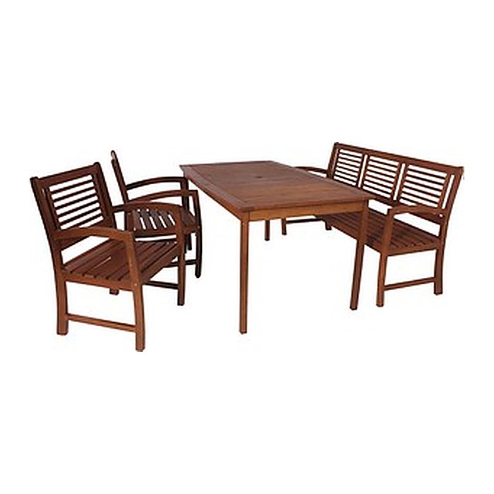 Garden Pleasure Sitzgruppe Madison, braun Holz, 4-teilig