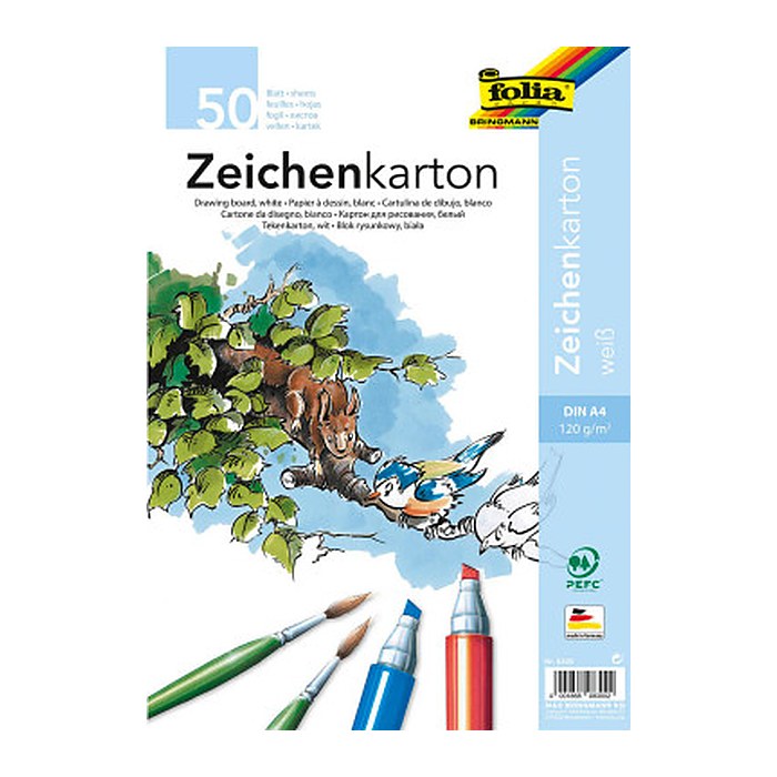 folia Zeichenkarton DIN A4 120 g/qm, 50 Blatt, 50 Blatt