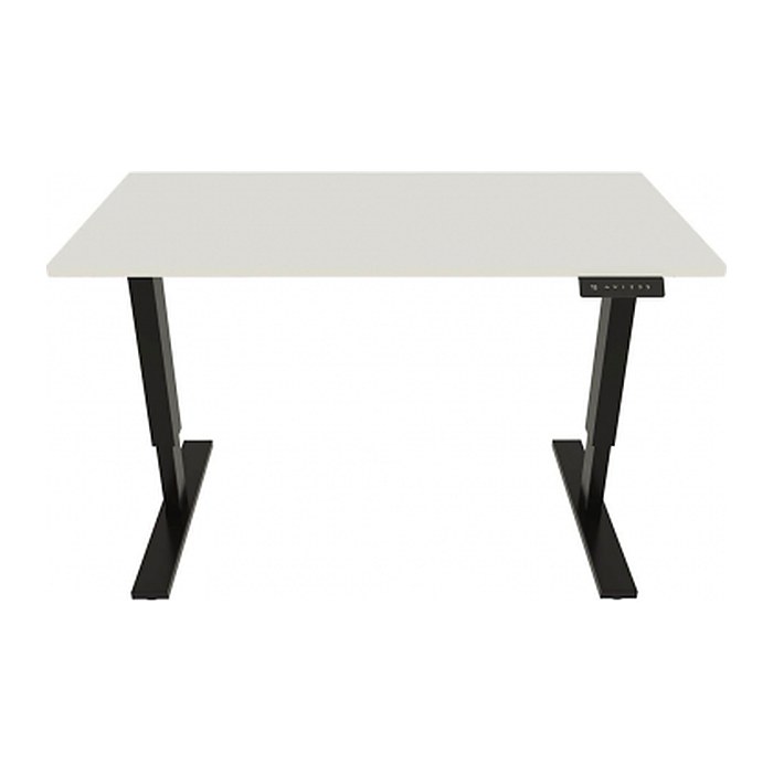 BISLEY E-StarterTech elektrisch höhenverstellbarer Schreibtisch weiß rechteckig, T-Fuß-Gestell schwarz 160,0 x 60,0 cm