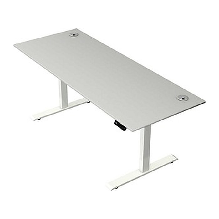 Kerkmann Move 2 Plus elektrisch höhenverstellbarer Schreibtisch lichtgrau rechteckig, T-Fuß-Gestell weiß 200,0 x 80,0 cm