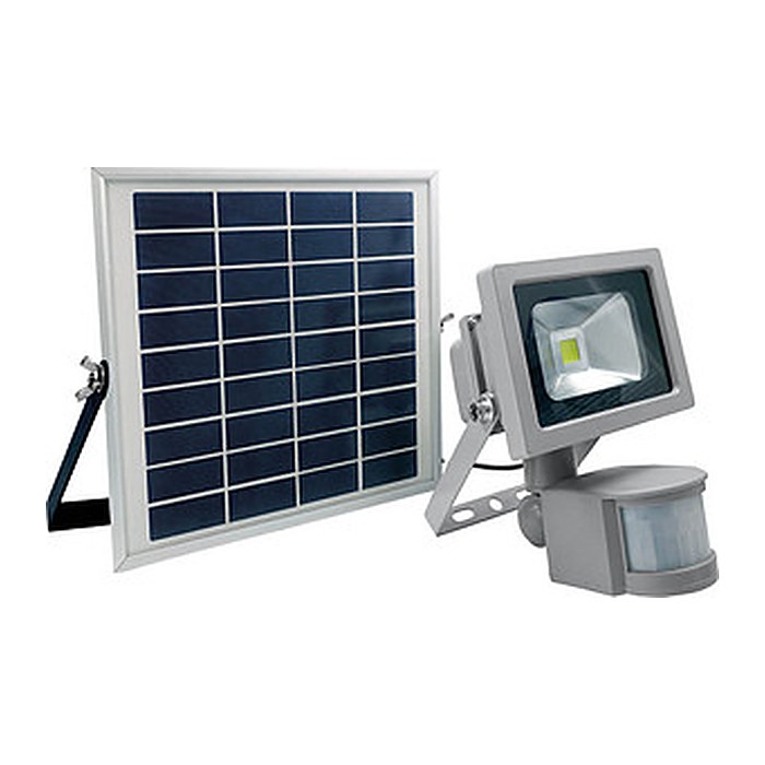 as-Schwabe LED-Außenleuchte mit Bewegungsmelder Solarline, silber 10 Watt, 1 St.