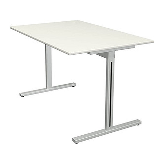 Kerkmann Form 1 Schreibtisch weiß rechteckig, T-Fuß-Gestell silber 120,0 x 80,0 cm