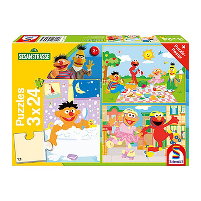 Schmidt Sesamstraße Sachen machen Puzzle, 3 x 24 Teile