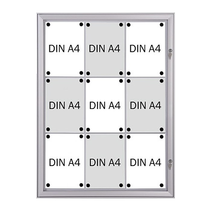 FRANKEN Schaukasten Security silber 9x DIN A4 74,1 x 2,3 x 100,4 cm, 1 St.