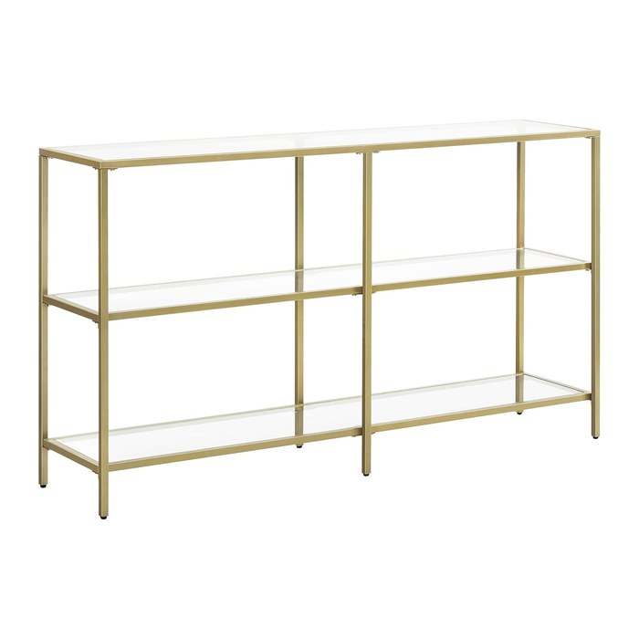 VASAGLE Konsolentisch rechteckig Glas gold 130,0 x 30,0 x 73,3 cm, 1 St.