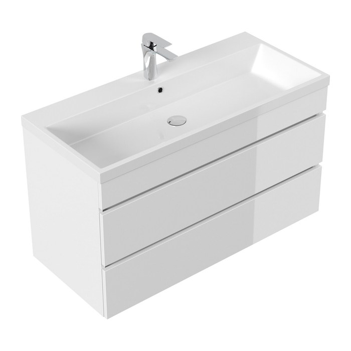 POSSEIK Waschbecken mit Unterschrank FELLINI 100 weiß glanz 100,0 x 48,0 x 58,4 cm