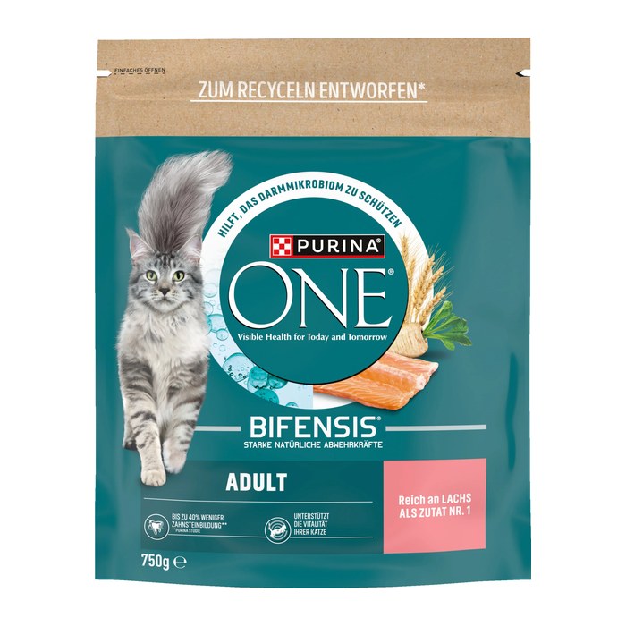PURINA ONE® Katzen-Trockenfutter BIFENSIS® Lachs und Vollkorn Getreide 750,0 g