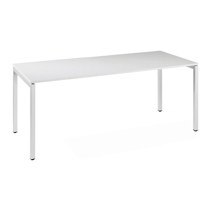 Gürkan Schreibtisch weiß rechteckig, 4-Fuß-Gestell weiß 160,0 x 80,0 cm