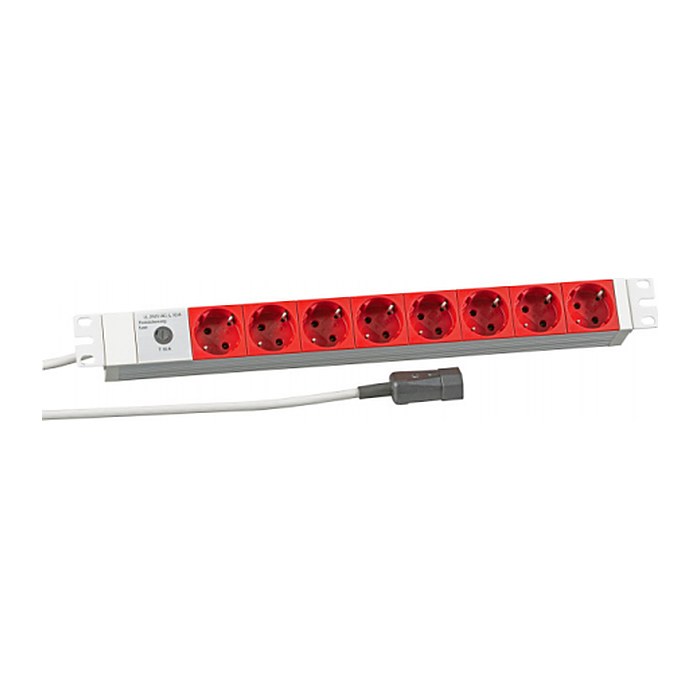 EFB 19" 1HE Steckdosenleiste 8xCEE 7/3 rot, Zuleitung C14