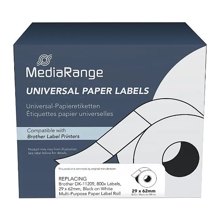MediaRange Etiketten Brother DK-11209 29x62mm 800St. sw/ws