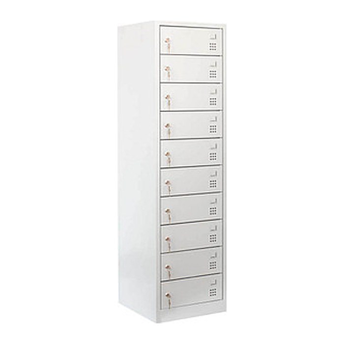 LÜLLMANN Schließfachschrank lichtgrau 526430, 10 Schließfächer 50,0 x 50,0 x 180,0 cm