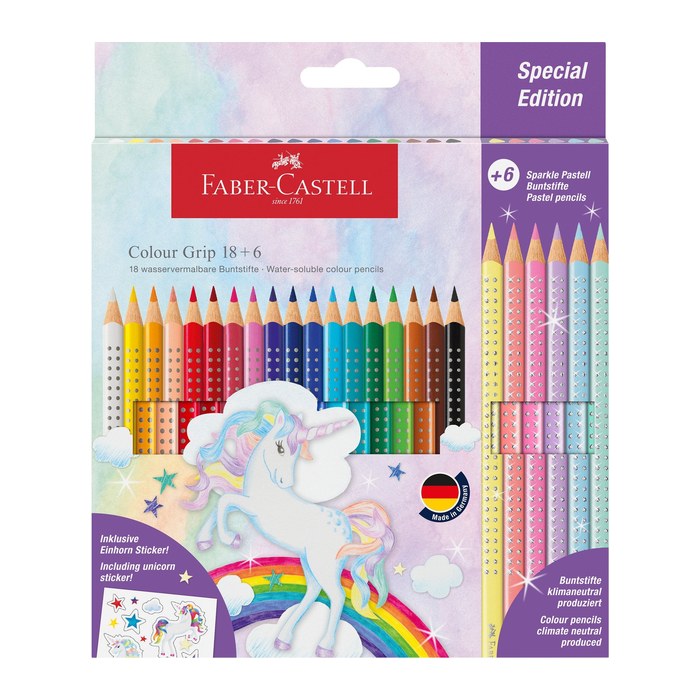 FABER-CASTELL Colour Grip Buntstifte farbsortiert, 24 St.