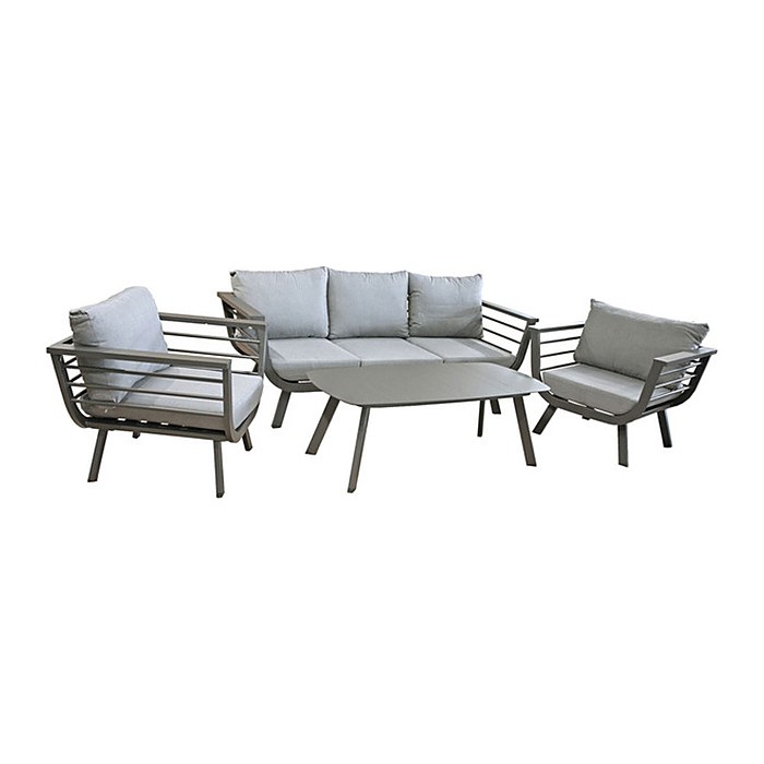 Garden Pleasure Loungegruppe ELIA hellgrau, dunkelgrau Metall, 14-teilig