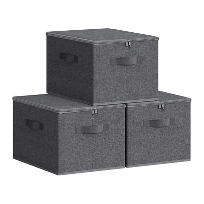 SONGMICS Aufbewahrungsboxen silbergrau 40,0 x 30,0 x 25,0 cm, 3 St.