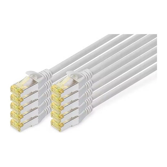DIGITUS CAT 6A S/FTP Patchkabel, 10 Stück, 0,5m, grau