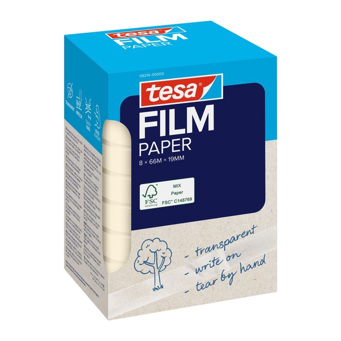 tesa PAPER Klebefilm transparent 19,0 mm x 66,0 m 8 St.