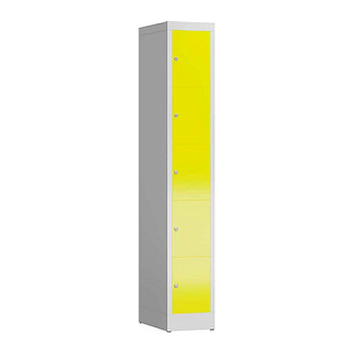 ClassiX Schließfachschrank lichtgrau, zinkgelb X-520516, 5 Schließfächer 31,0 x 50,0 x 180,0 cm