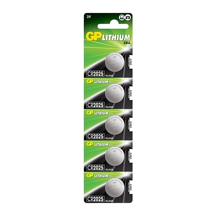 GP Knopfzellen CR2025 Lithium 3,0 V, 5 St.