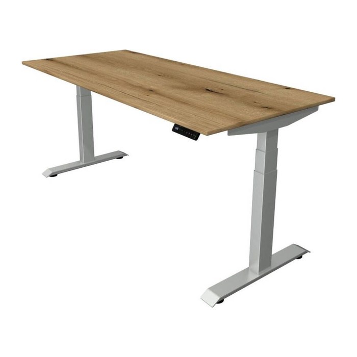 Kerkmann Move 4 elektrisch höhenverstellbarer Schreibtisch eiche rechteckig, T-Fuß-Gestell silber 180,0 x 80,0 cm