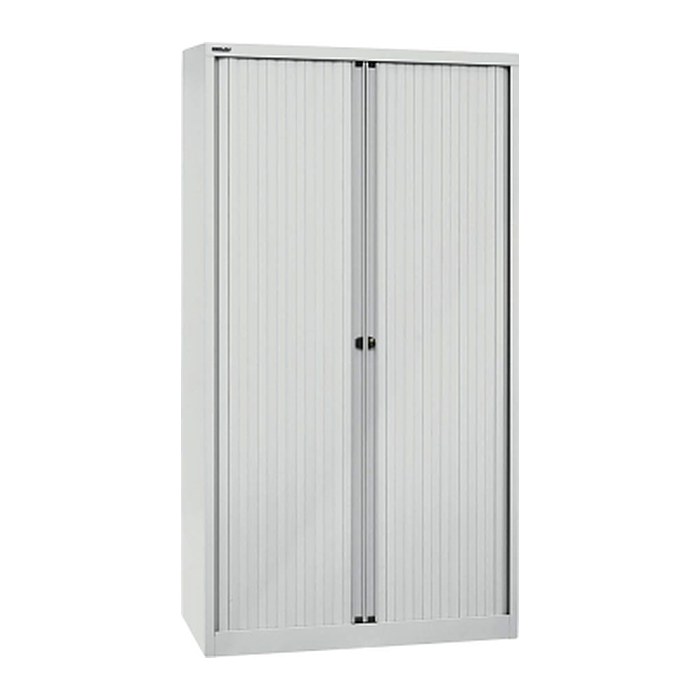 BISLEY Rollladenschrank lichtgrau, silber 4 Fachböden 100,0 x 43,0 x 198,0 cm