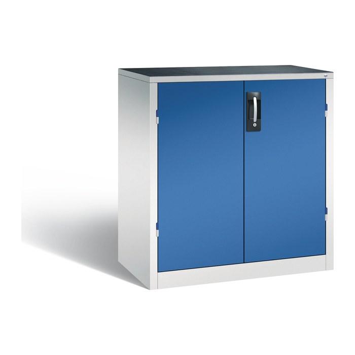 CP Stahlschrank 8821-5035 S10079 lichtgrau, enzianblau 2 Fachböden 93,0 x 50,0 x 100,0 cm, aufgebaut, 1 St.