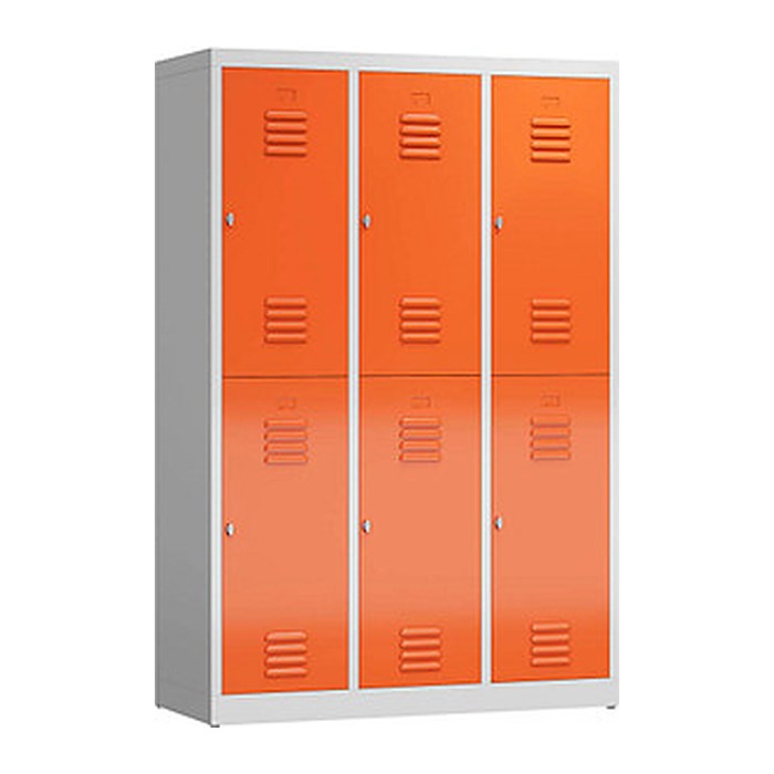ClassiX Spind feuerrot, lichtgrau X-523234, 6 Schließfächer 118,5 x 50,0 x 180,0 cm