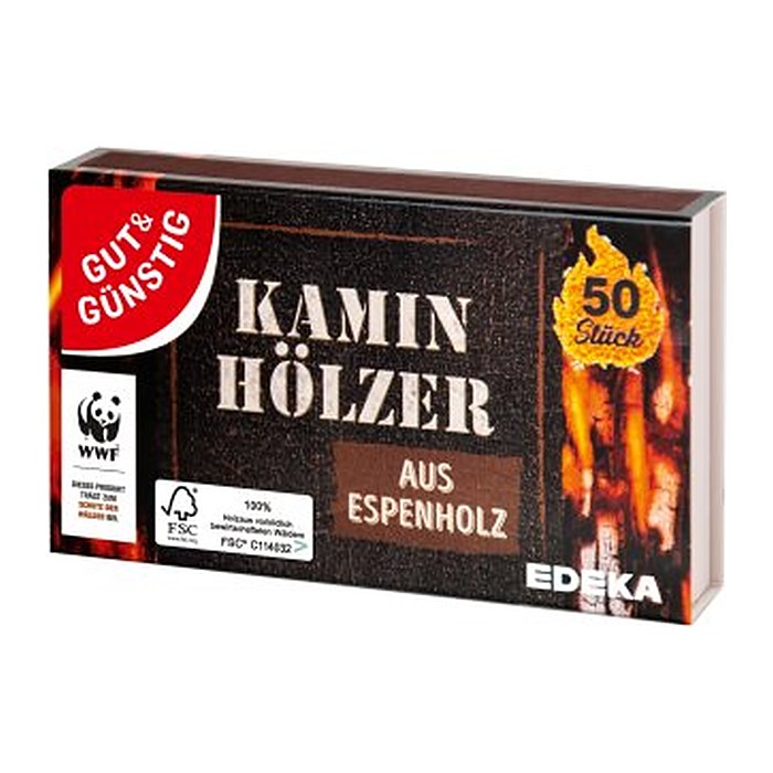 GUT&GÜNSTIG Streichhölzer Kaminhölzer braun, 50 St.