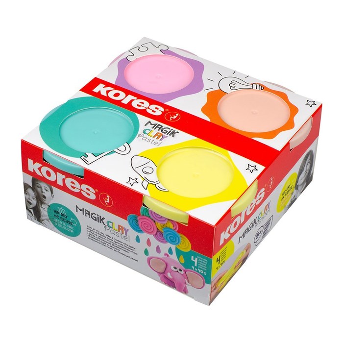 Kores® Knete Magic Clay Pastel mehrfarbig, 4 Farben je 40,0 g