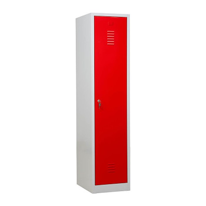 Gürkan Spind lichtgrau, feuerrot 104914, 1 Schließfach 40,0 x 50,0 x 180,0 cm