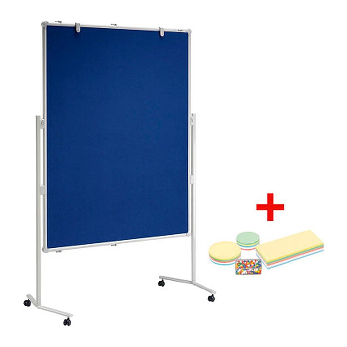 AKTION: MAUL Moderationswand MAULpro 120,0 x 150,0 cm blau + GRATIS Moderations-Starter-Set, bestehend aus je 120 Moderationskarten Ø 9,5 cm, Ø 13,5 cm, 9,5 x 20,0 cm, 200 Signal-Nadeln