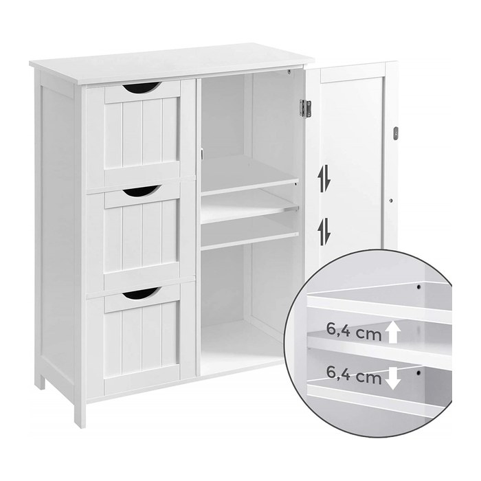 VASAGLE Badschrank BBC49WT weiß 60,0 x 30,0 x 81,0 cm