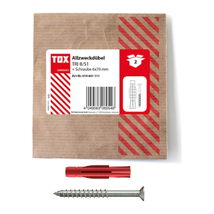 TOX TRI 8/51 010601111 Dübel mit Schrauben Ø 8 mm x 51 mm, 2 St.