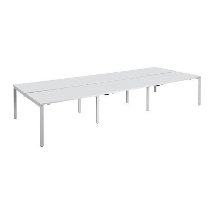 PAPERFLOW easyDesk Doppelschreibtisch weiß rechteckig, 4-Fuß-Gestell weiß 420,0 x 166,0 cm